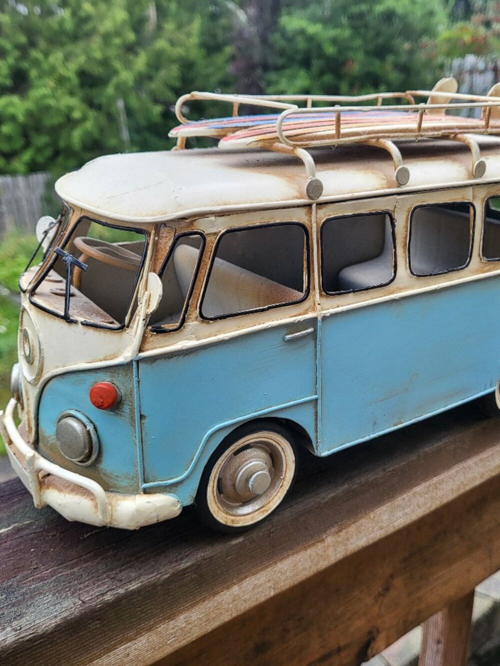 VINTAGE Camper Van with Surfboards Metal Decor 1960s California Beach Retro